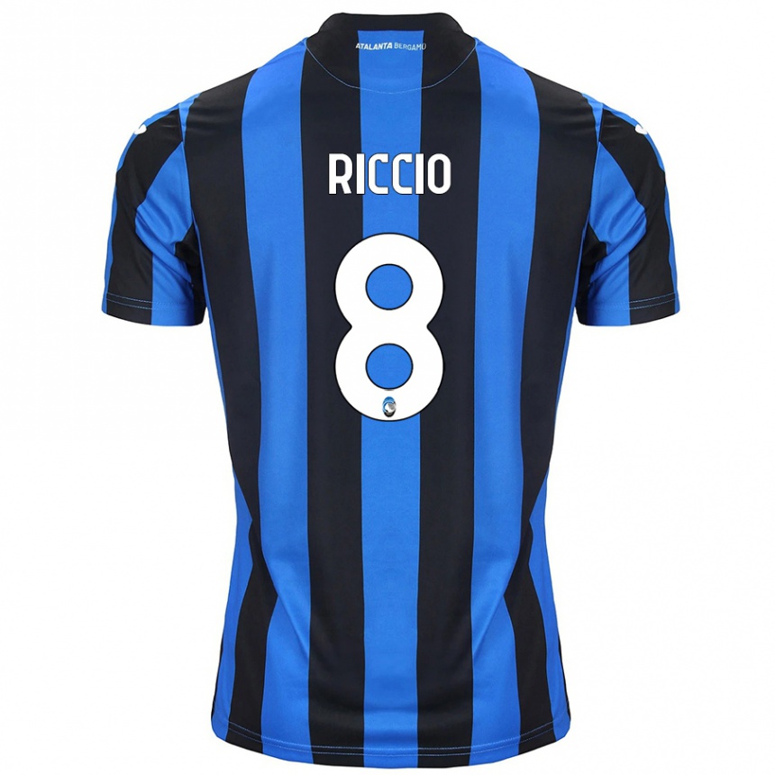 Kids Football Lorenzo Riccio #8 Blue Black Home Jersey 2024/25 T-Shirt Australia