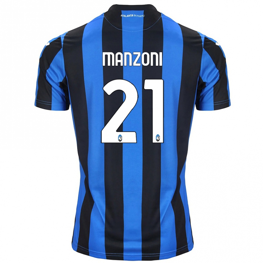 Kids Football Alberto Manzoni #21 Blue Black Home Jersey 2024/25 T-Shirt Australia