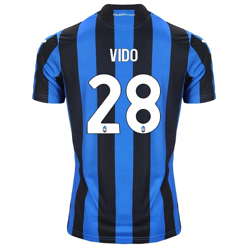 Kids Football Luca Vido #28 Blue Black Home Jersey 2024/25 T-Shirt Australia