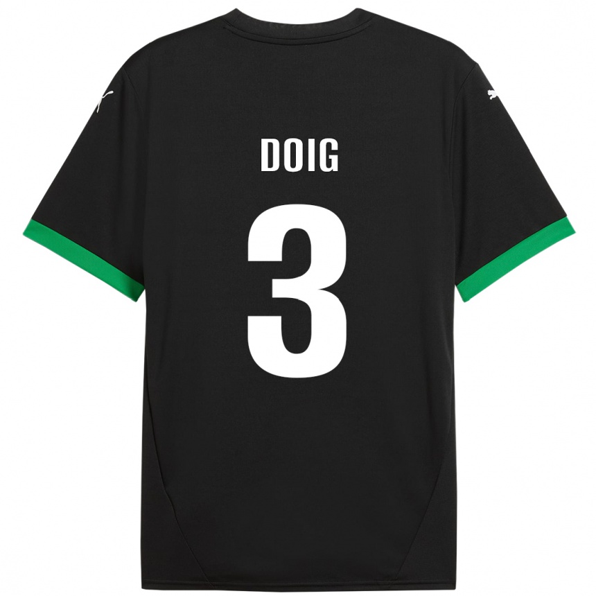 Kids Football Josh Doig #3 Black Dark Green Home Jersey 2024/25 T-Shirt Australia