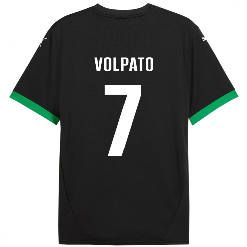 Kids Football Cristian Volpato #7 Black Dark Green Home Jersey 2024/25 T-Shirt Australia