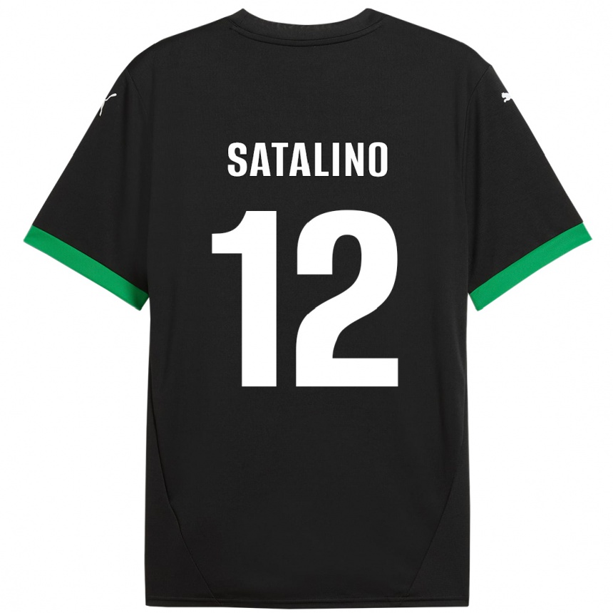 Kids Football Giacomo Satalino #12 Black Dark Green Home Jersey 2024/25 T-Shirt Australia