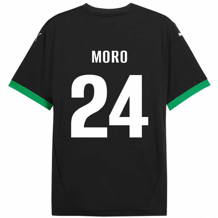 Kids Football Luca Moro #24 Black Dark Green Home Jersey 2024/25 T-Shirt Australia