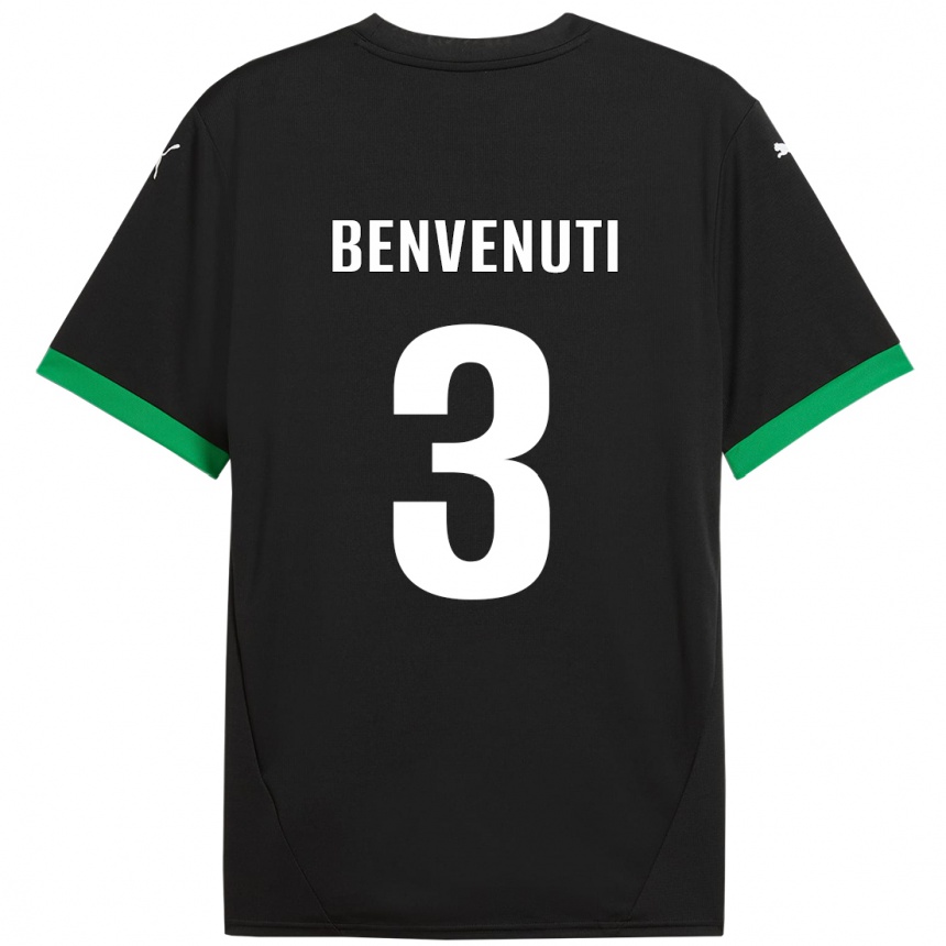 Kids Football Tommaso Benvenuti #3 Black Dark Green Home Jersey 2024/25 T-Shirt Australia