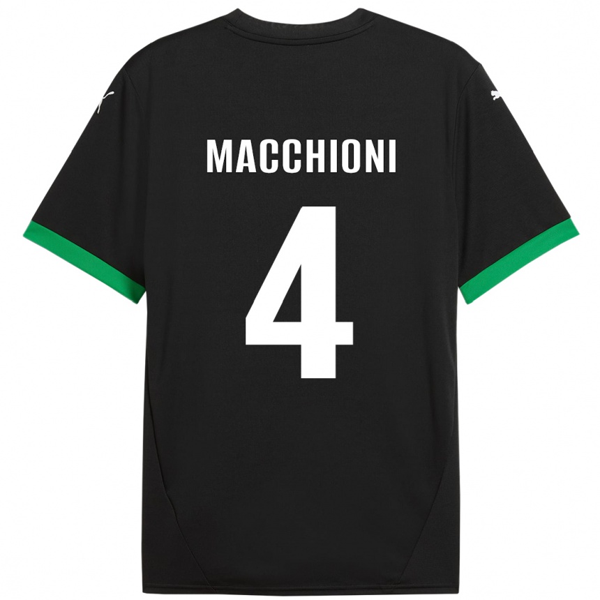 Kids Football Tommaso Macchioni #4 Black Dark Green Home Jersey 2024/25 T-Shirt Australia