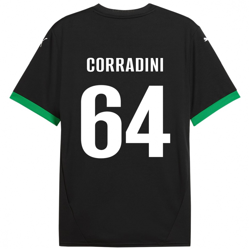 Kids Football Francesco Corradini #64 Black Dark Green Home Jersey 2024/25 T-Shirt Australia