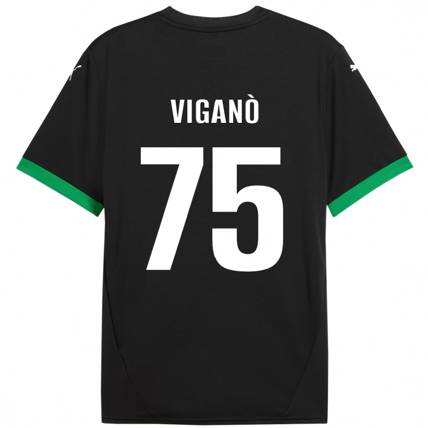 Kids Football Lorenzo Viganò #75 Black Dark Green Home Jersey 2024/25 T-Shirt Australia