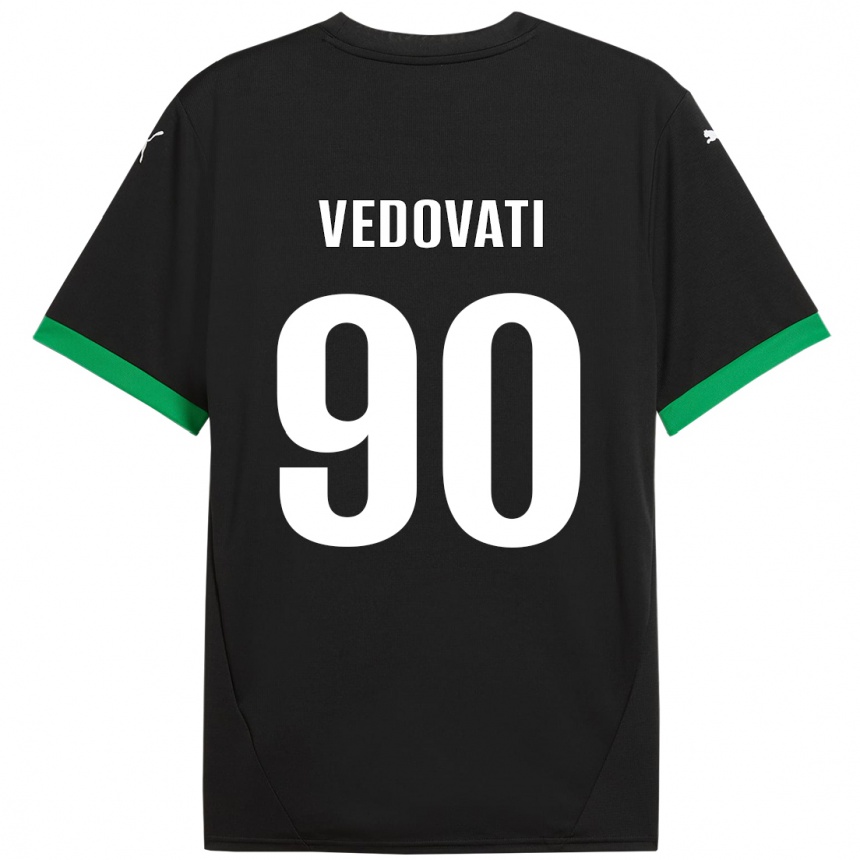 Kids Football Gabriele Vedovati #90 Black Dark Green Home Jersey 2024/25 T-Shirt Australia