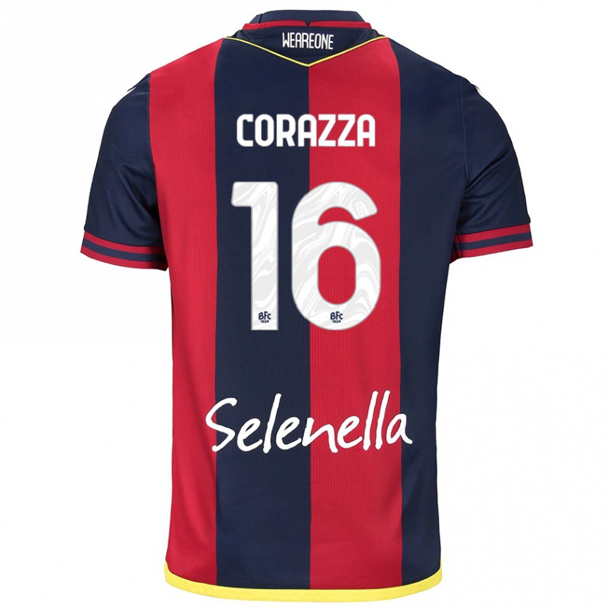 Kids Football Tommaso Corazza #16 Red Royal Blue Home Jersey 2024/25 T-Shirt Australia