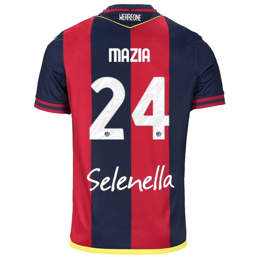 Kids Football Andrea Mazia #24 Red Royal Blue Home Jersey 2024/25 T-Shirt Australia