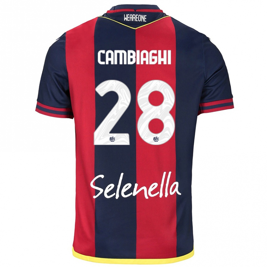 Kids Football Nicolò Cambiaghi #28 Red Royal Blue Home Jersey 2024/25 T-Shirt Australia