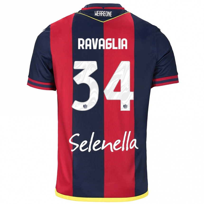 Kids Football Federico Ravaglia #34 Red Royal Blue Home Jersey 2024/25 T-Shirt Australia