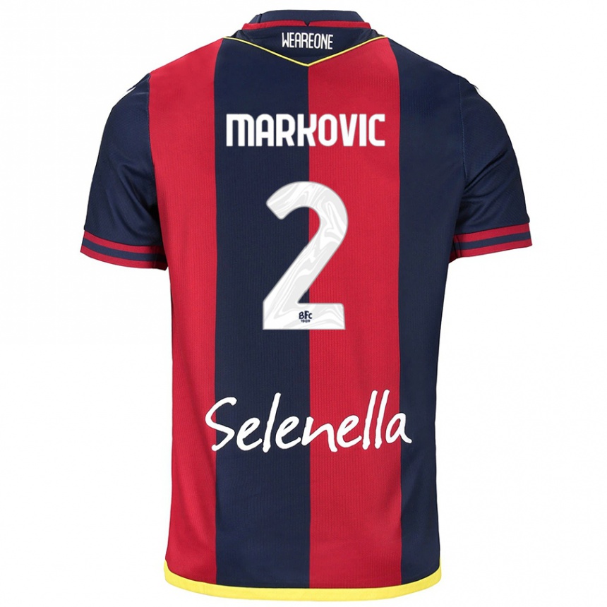 Kids Football Petar Markovic #2 Red Royal Blue Home Jersey 2024/25 T-Shirt Australia