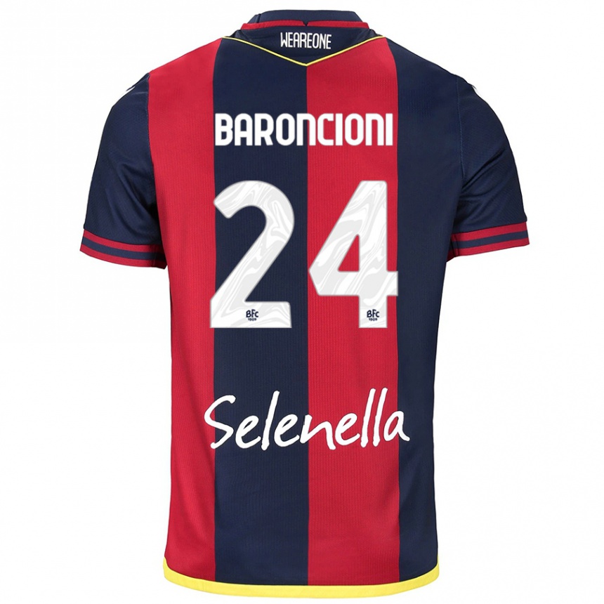 Kids Football Davide Baroncioni #24 Red Royal Blue Home Jersey 2024/25 T-Shirt Australia