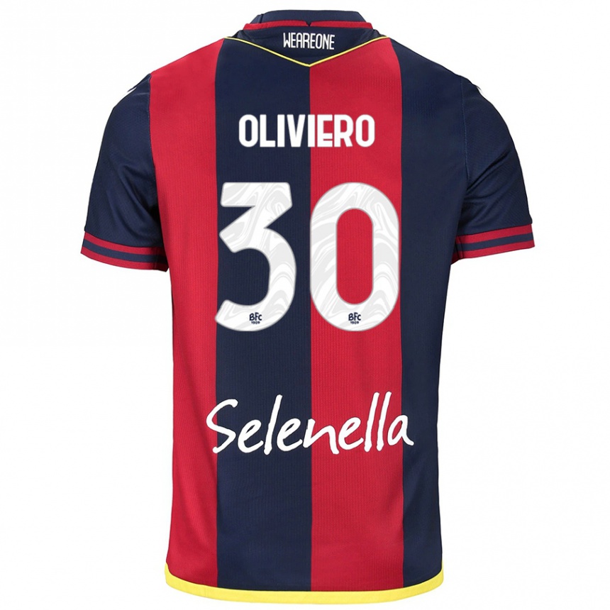 Kids Football Andrea Oliviero #30 Red Royal Blue Home Jersey 2024/25 T-Shirt Australia