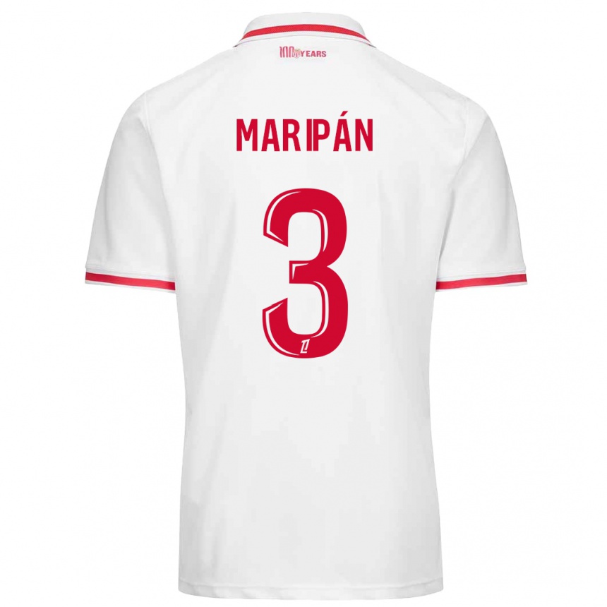 Kids Football Guillermo Maripán #3 White Red Home Jersey 2024/25 T-Shirt Australia