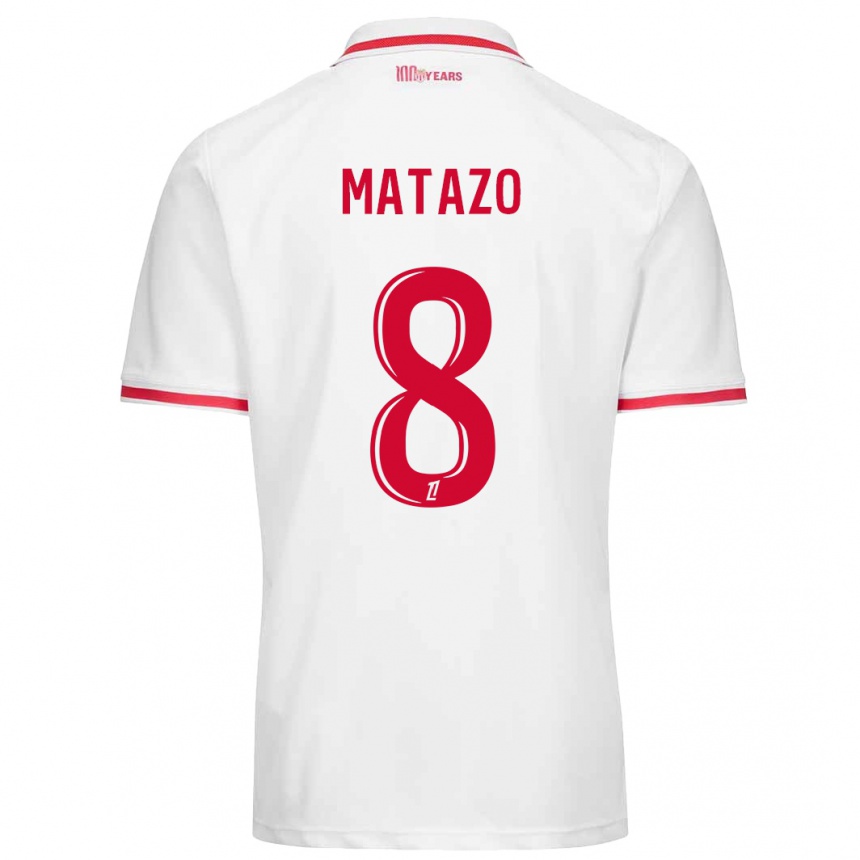 Kids Football Eliot Matazo #8 White Red Home Jersey 2024/25 T-Shirt Australia