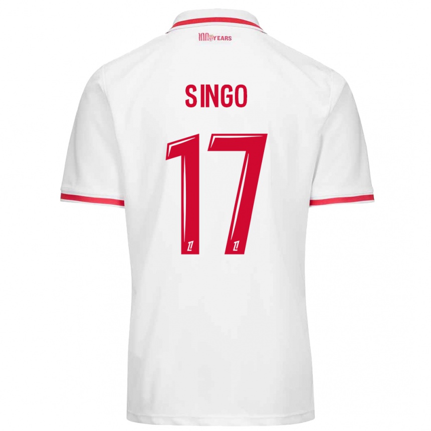 Kids Football Wilfried Singo #17 White Red Home Jersey 2024/25 T-Shirt Australia