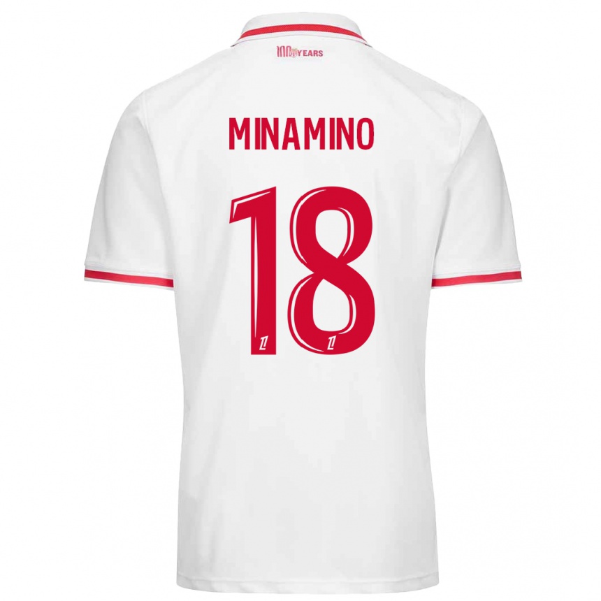 Kids Football Takumi Minamino #18 White Red Home Jersey 2024/25 T-Shirt Australia