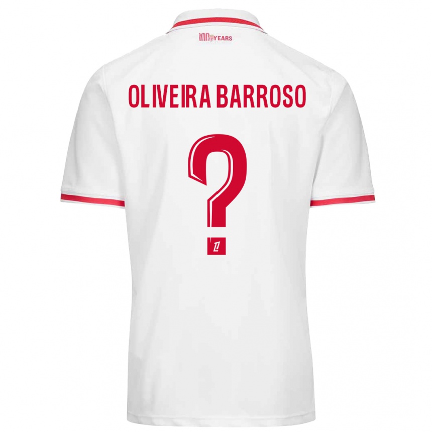 Kids Football Mickael Oliveira Barroso #0 White Red Home Jersey 2024/25 T-Shirt Australia