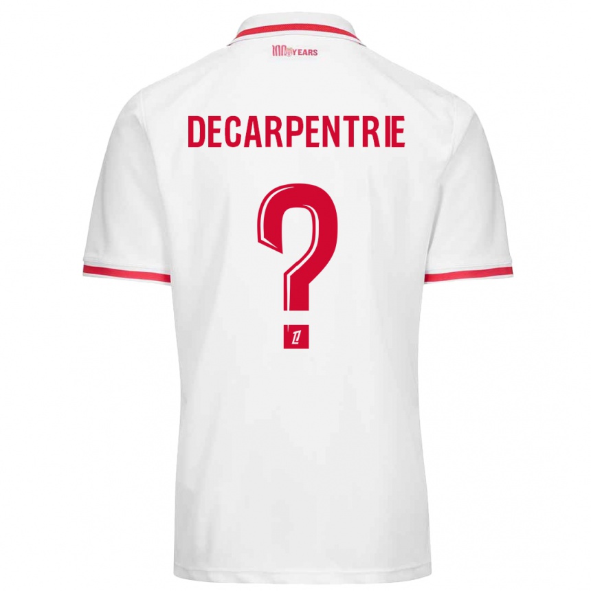 Kids Football Valentin Decarpentrie #0 White Red Home Jersey 2024/25 T-Shirt Australia