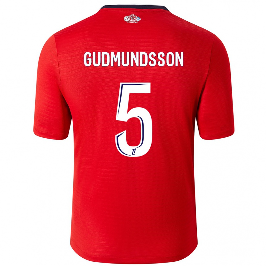 Kids Football Gabriel Gudmundsson #5 Red White Home Jersey 2024/25 T-Shirt Australia