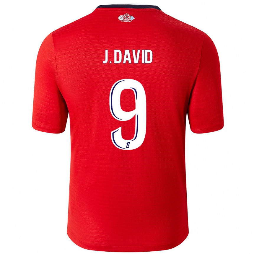 Kids Football Jonathan David #9 Red White Home Jersey 2024/25 T-Shirt Australia