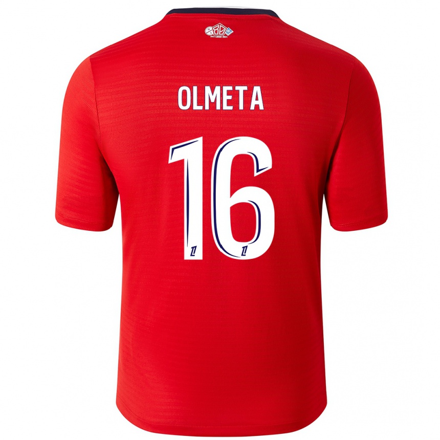 Kids Football Lisandru Olmeta #16 Red White Home Jersey 2024/25 T-Shirt Australia