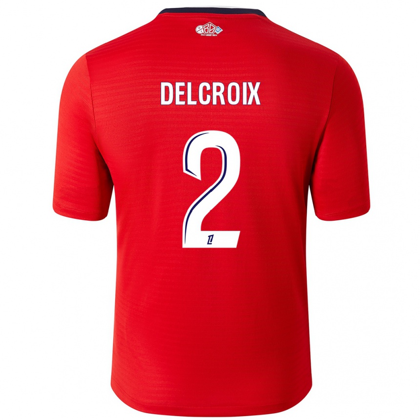 Kids Football Céleste Delcroix #2 Red White Home Jersey 2024/25 T-Shirt Australia