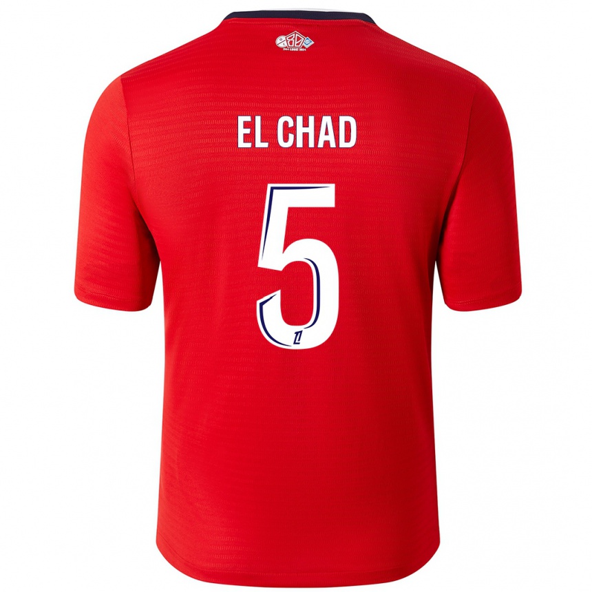 Kids Football Nesryne El Chad #5 Red White Home Jersey 2024/25 T-Shirt Australia