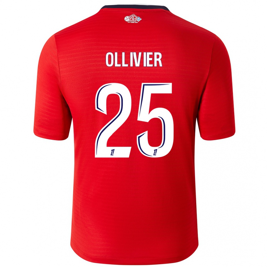 Kids Football Agathe Ollivier #25 Red White Home Jersey 2024/25 T-Shirt Australia