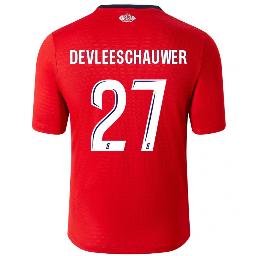 Kids Football Gwenaëlle Devleeschauwer #27 Red White Home Jersey 2024/25 T-Shirt Australia