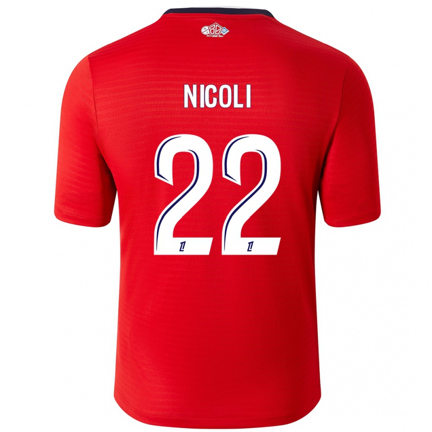 Kids Football Morgane Nicoli #22 Red White Home Jersey 2024/25 T-Shirt Australia