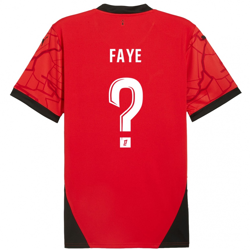 Kids Football Mikayil Faye #0 Red Black Home Jersey 2024/25 T-Shirt Australia