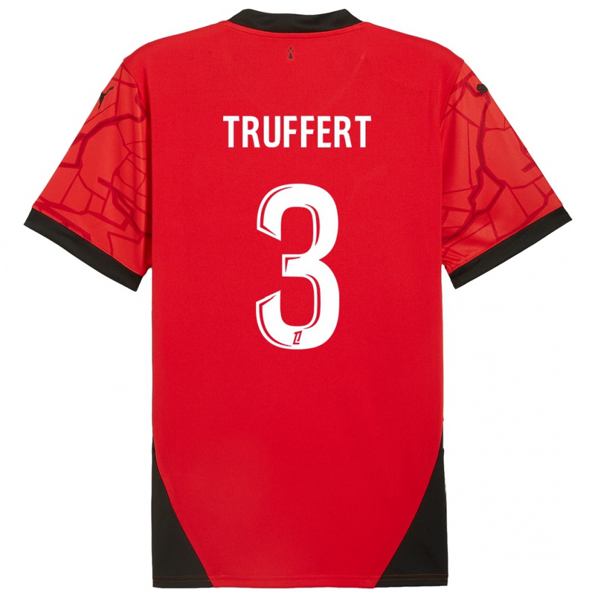 Kids Football Adrien Truffert #3 Red Black Home Jersey 2024/25 T-Shirt Australia