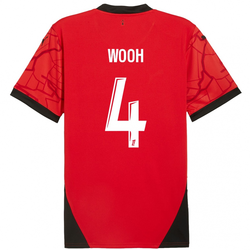 Kids Football Christopher Wooh #4 Red Black Home Jersey 2024/25 T-Shirt Australia