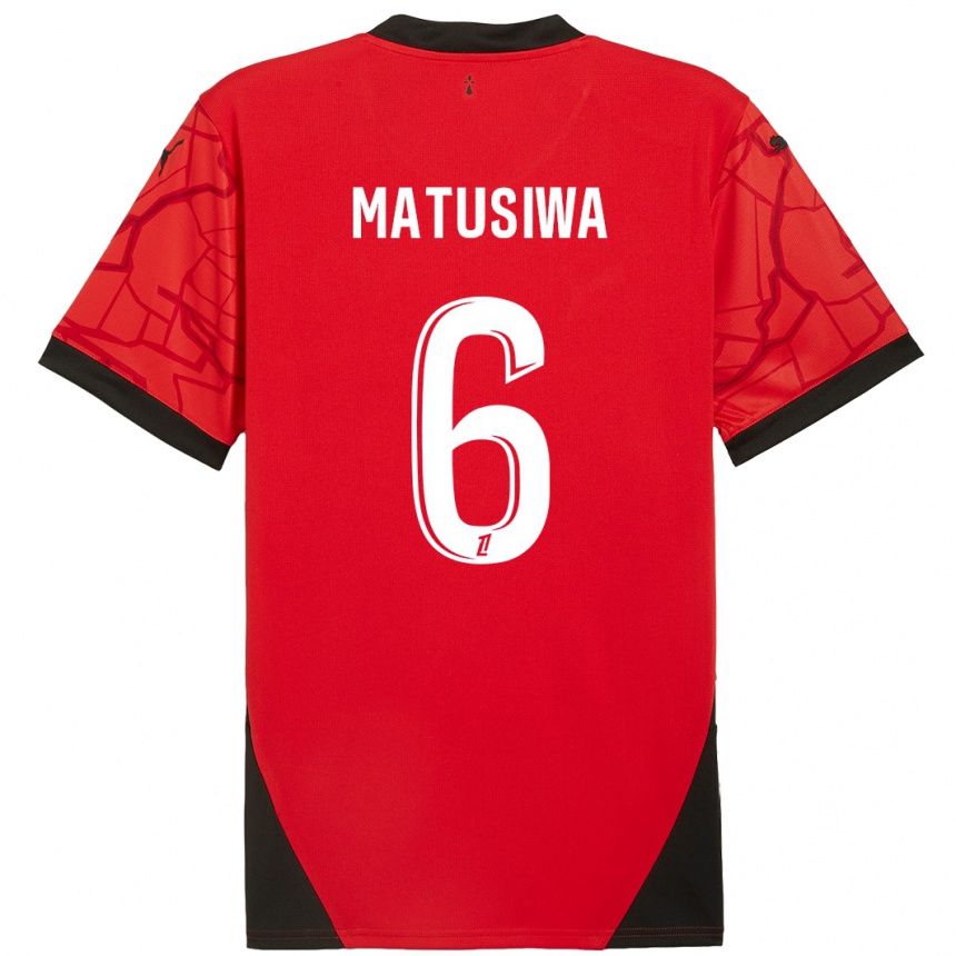 Kids Football Azor Matusiwa #6 Red Black Home Jersey 2024/25 T-Shirt Australia