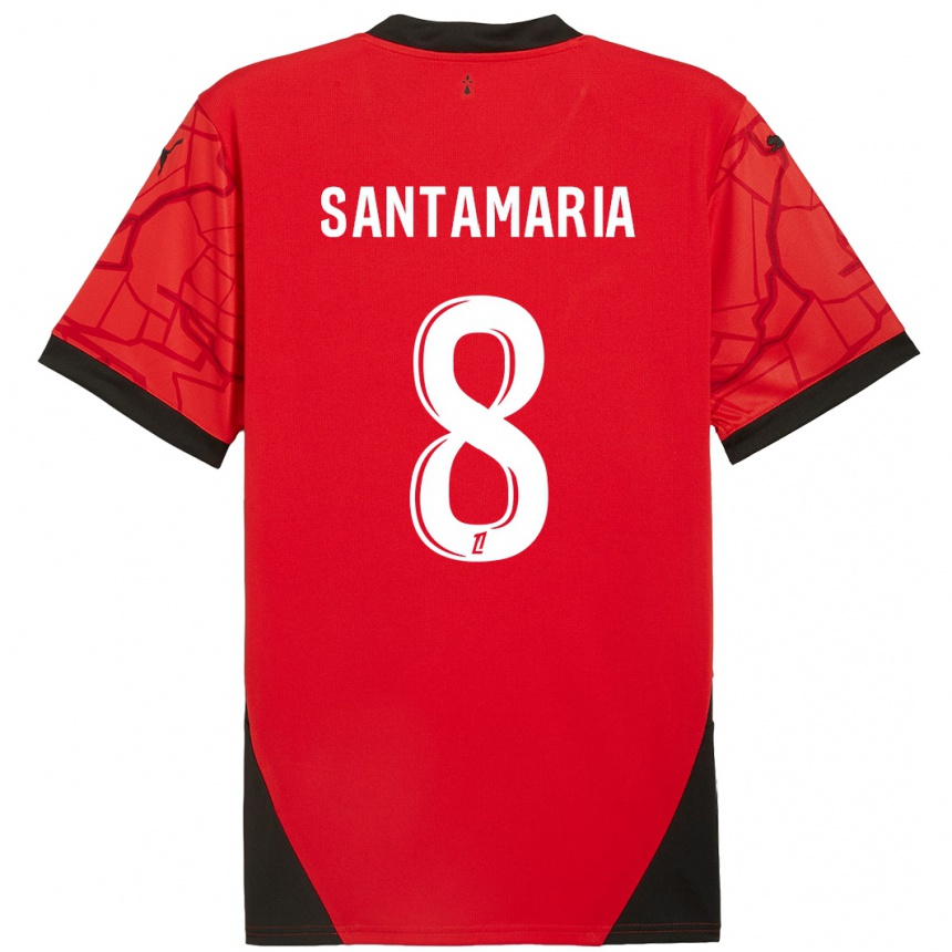 Kids Football Baptiste Santamaria #8 Red Black Home Jersey 2024/25 T-Shirt Australia