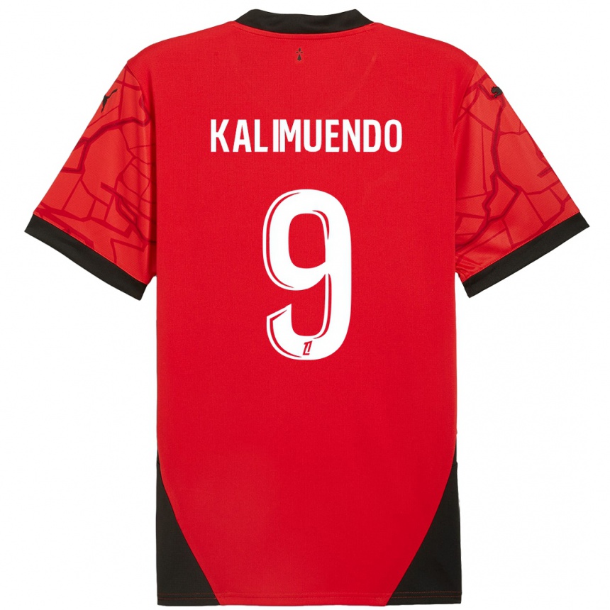 Kids Football Arnaud Kalimuendo #9 Red Black Home Jersey 2024/25 T-Shirt Australia