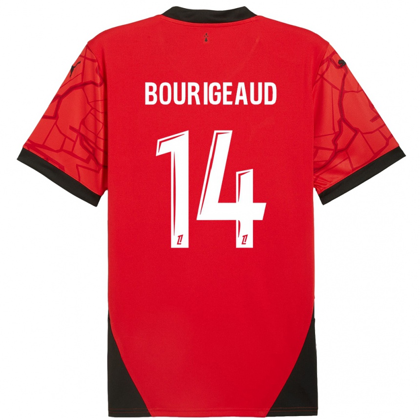 Kids Football Benjamin Bourigeaud #14 Red Black Home Jersey 2024/25 T-Shirt Australia