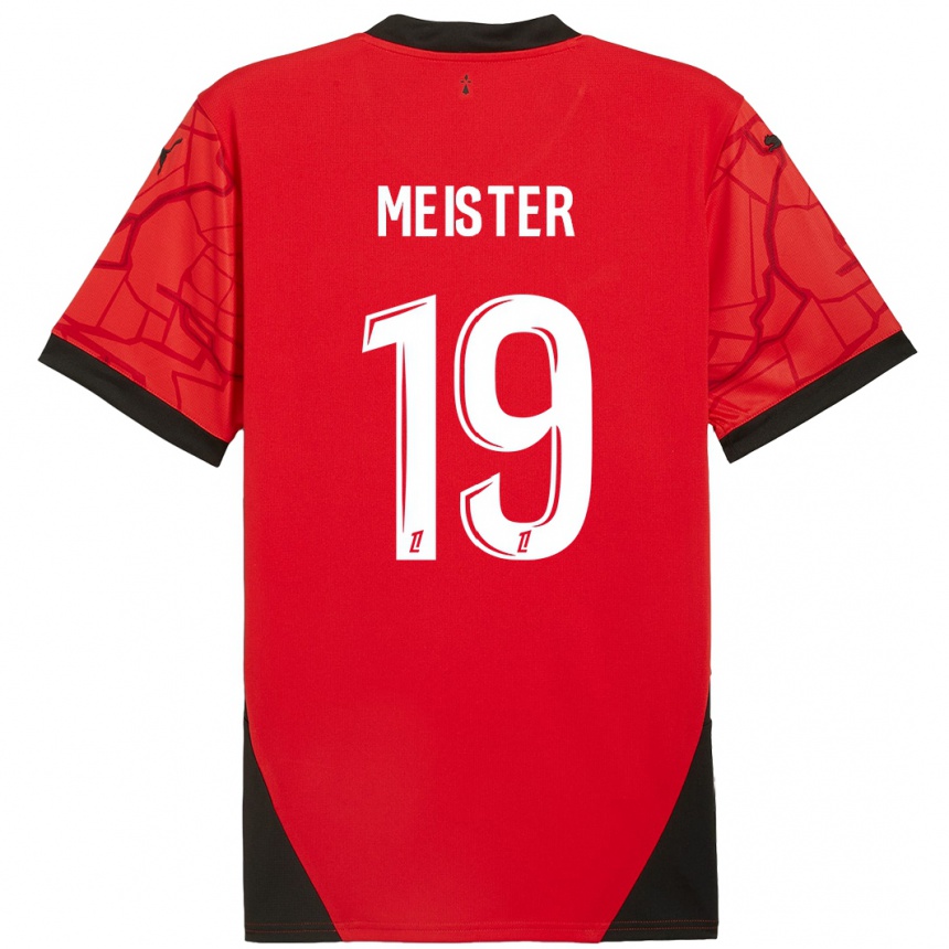 Kids Football Henrik Meister #19 Red Black Home Jersey 2024/25 T-Shirt Australia