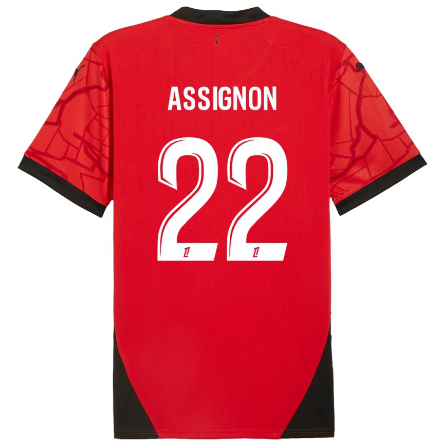 Kids Football Lorenz Assignon #22 Red Black Home Jersey 2024/25 T-Shirt Australia