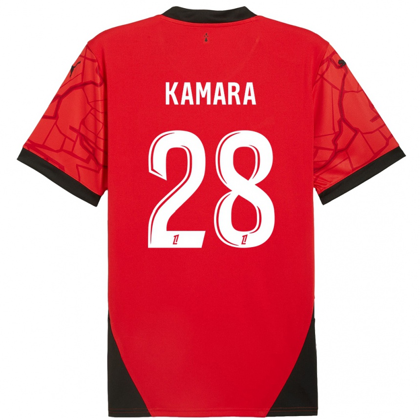 Kids Football Glen Kamara #28 Red Black Home Jersey 2024/25 T-Shirt Australia