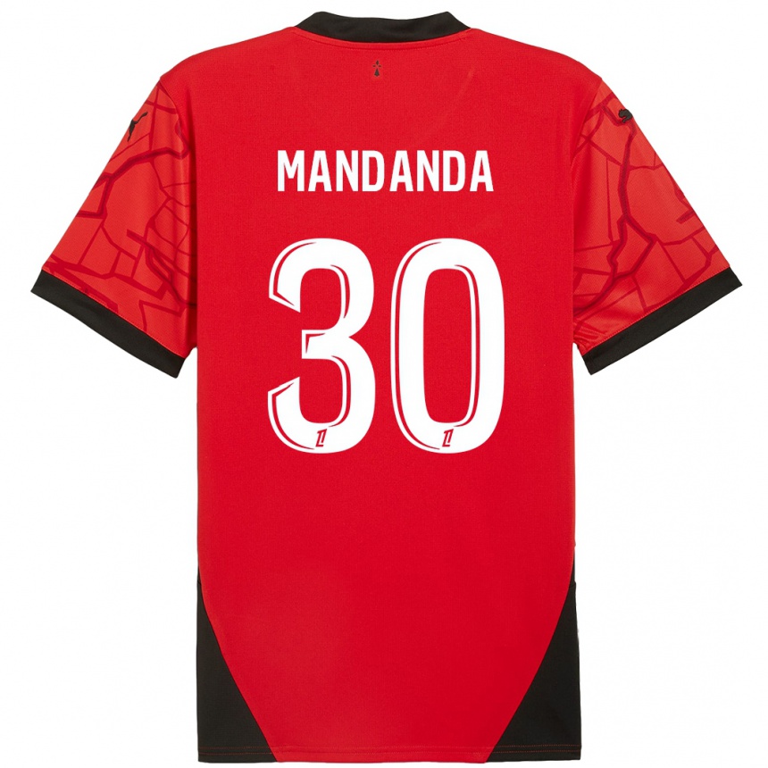 Kids Football Steve Mandanda #30 Red Black Home Jersey 2024/25 T-Shirt Australia