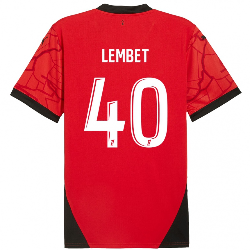 Kids Football Geoffrey Lembet #40 Red Black Home Jersey 2024/25 T-Shirt Australia