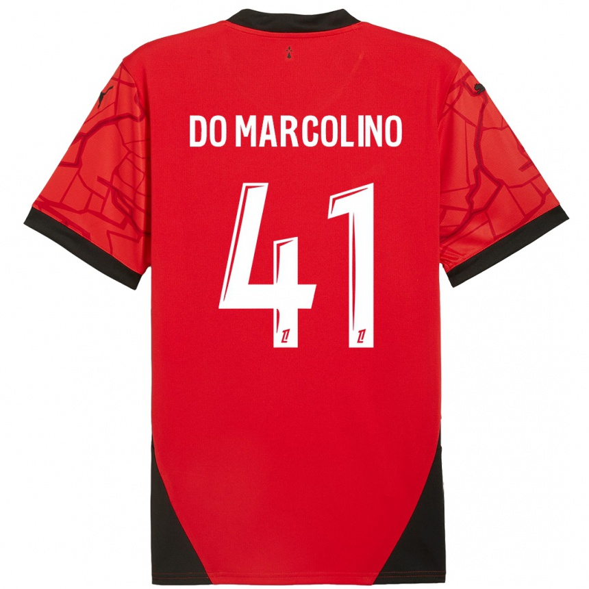 Kids Football Alan Do Marcolino #41 Red Black Home Jersey 2024/25 T-Shirt Australia