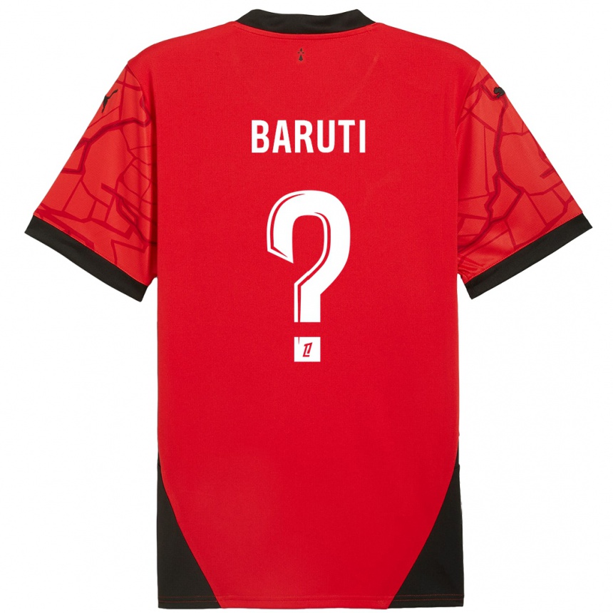 Kids Football Kelian Baruti #0 Red Black Home Jersey 2024/25 T-Shirt Australia