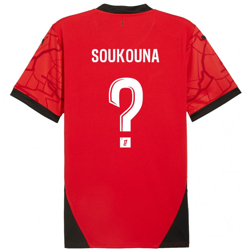 Kids Football Isiaka Soukouna #0 Red Black Home Jersey 2024/25 T-Shirt Australia