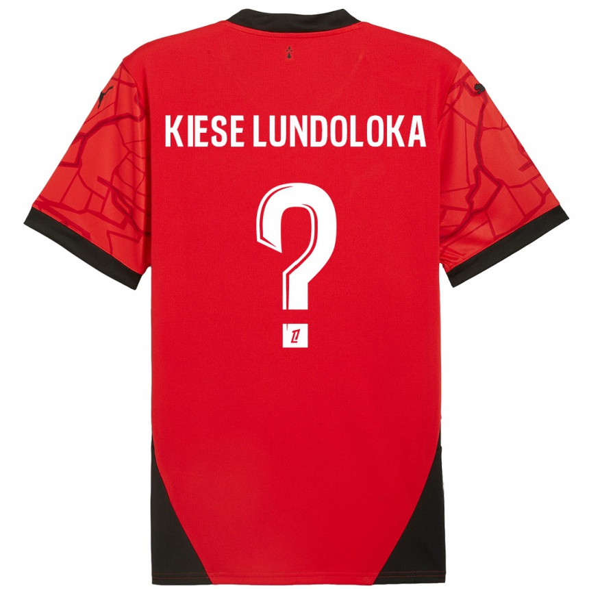 Kids Football Jeanslor Kiese Lundoloka #0 Red Black Home Jersey 2024/25 T-Shirt Australia