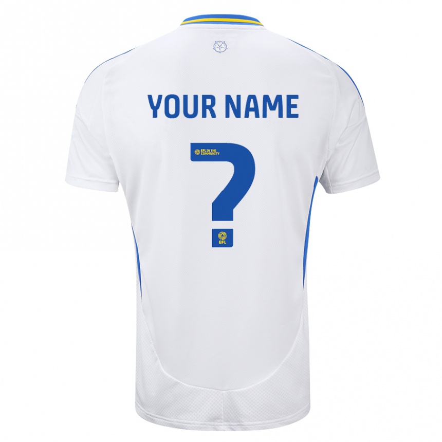 Kids Football Your Name #0 White Blue Home Jersey 2024/25 T-Shirt Australia